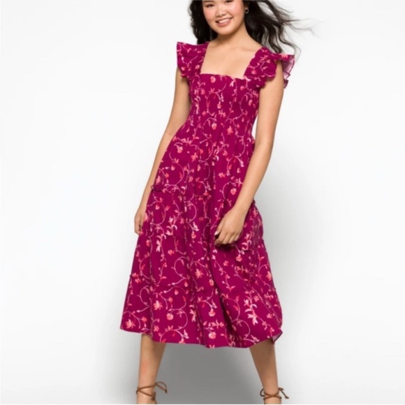 Hill House Home Ellie Nap Dress in Botanical Burgundy | Size XS - Picture 3 of 6